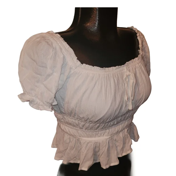 White Ruffled Women's Top - Picture 3 of 7